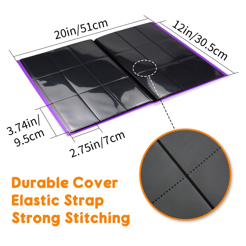 KIOEEE Purple Card Binder 9 Pocket, PP Cover Trading Card Binder for 360 Cards, Sturdy Card Collection Album, Card Holder Folders for MTG, TCG, Game Cards & Sports Cards - Image 2